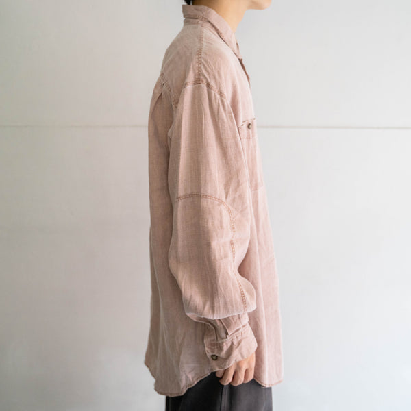 1990s THE TERRITORY AHEAD sand pink all linen shirt