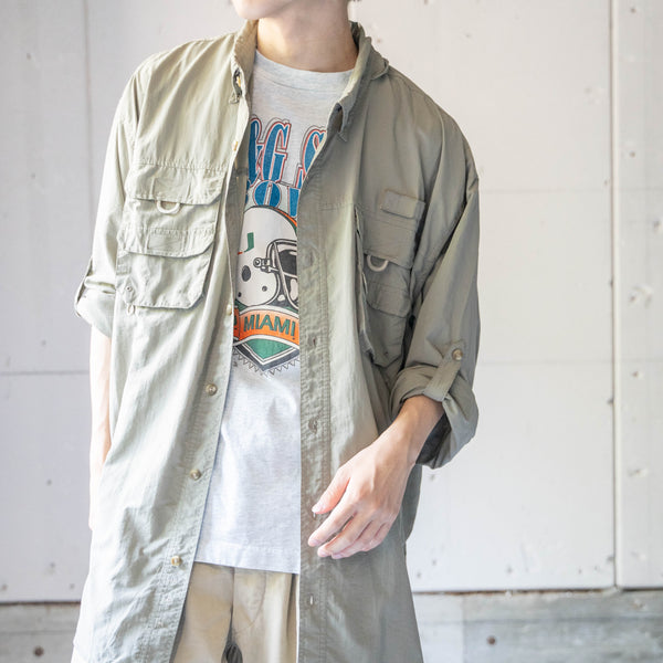 1990s light olive color nylon fishing shirt