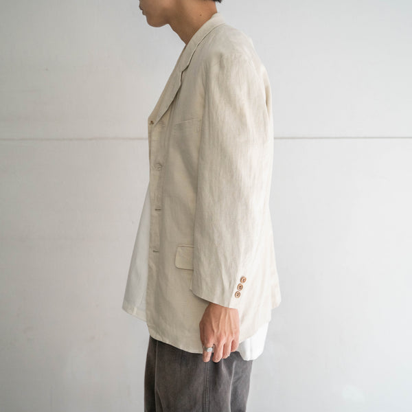 2000s Japan ecru 5 buttons linen tailored jacket