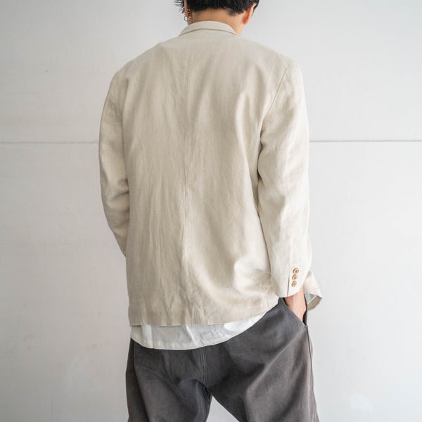 2000s Japan ecru 5 buttons linen tailored jacket