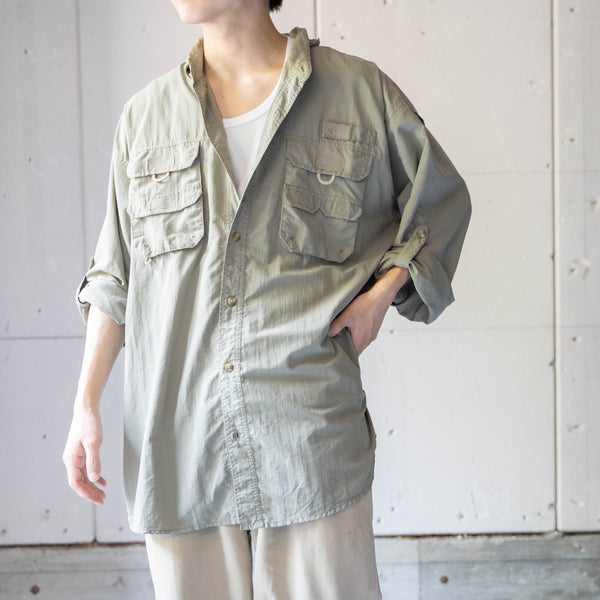 1990s light olive color nylon fishing shirt