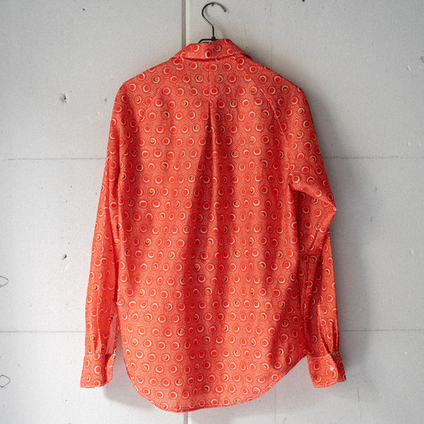 around 1990s vermilion color all over pattern open collar shirt