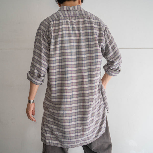 1980s Europe multi color base checked grandpa shirt