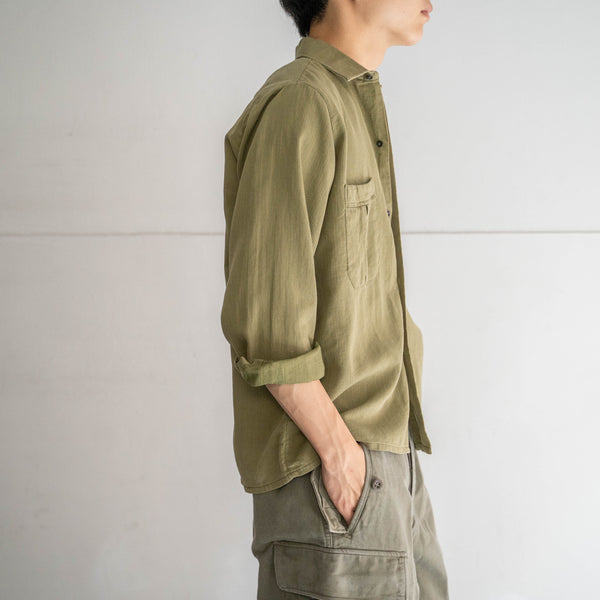 1970-80s Europe weavy fabric 2 pockets full open shirt