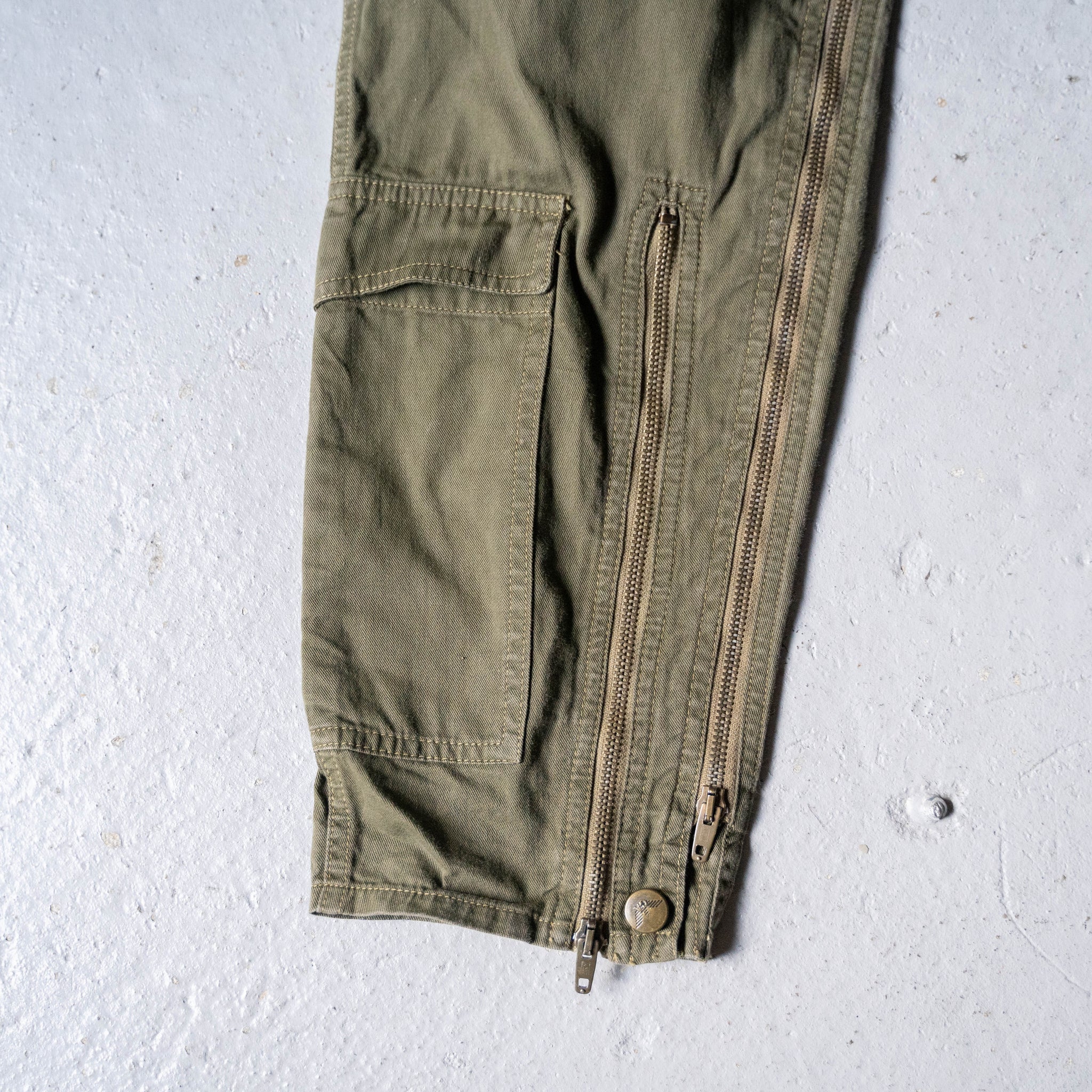 1980−90s 'ARMANI JEANS' khaki color cotton overall -military like