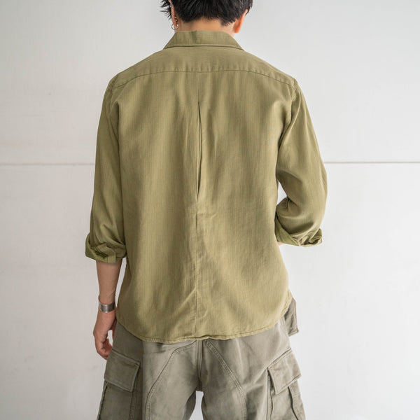 1970-80s Europe weavy fabric 2 pockets full open shirt