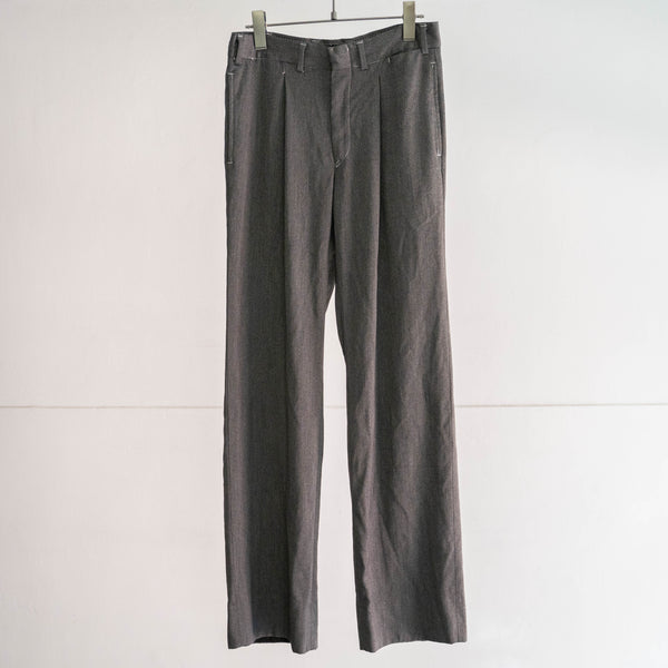 2000s Italian military one tuck gray slacks -black dyed-