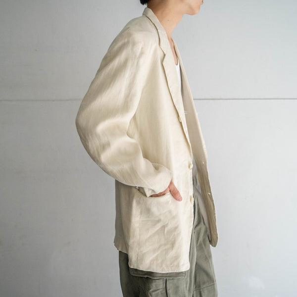 1990s ecru 3 buttons linen tailored jacket