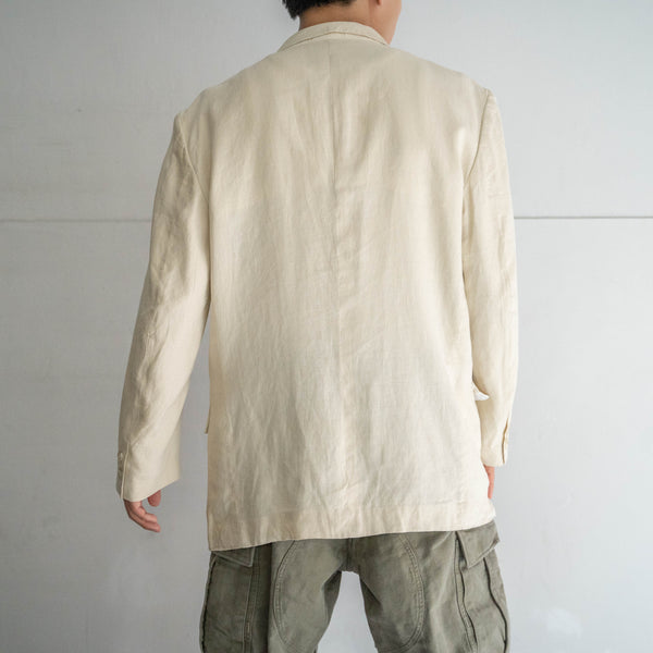 1990s ecru 3 buttons linen tailored jacket