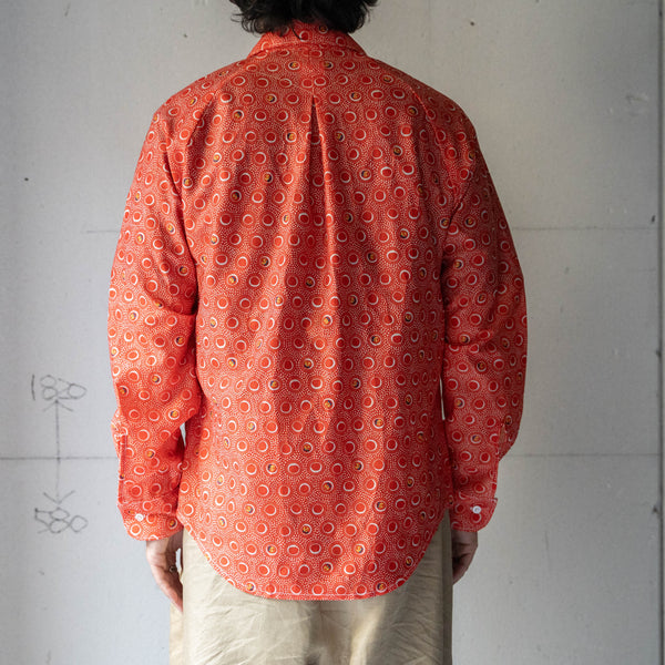 around 1990s vermilion color all over pattern open collar shirt