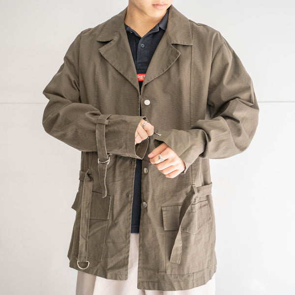 1980s Italy brown khaki belted design jacket