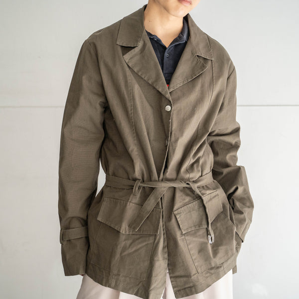 1980s Italy brown khaki belted design jacket