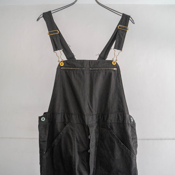 1970-80s Germany HBT work overall 'dead stock' -black dyed- 1