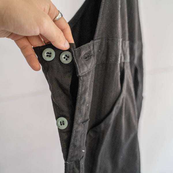 1970-80s Germany HBT work overall 'dead stock' -black dyed- 1