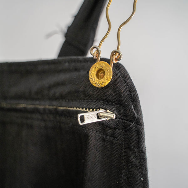 1970-80s Germany HBT work overall 'dead stock' -black dyed- 1