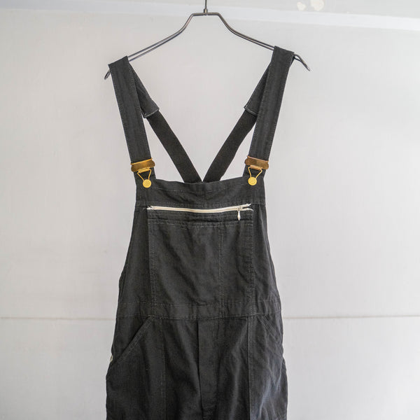 1970-80s Germany HBT work overall 'dead stock' -black dyed- 2