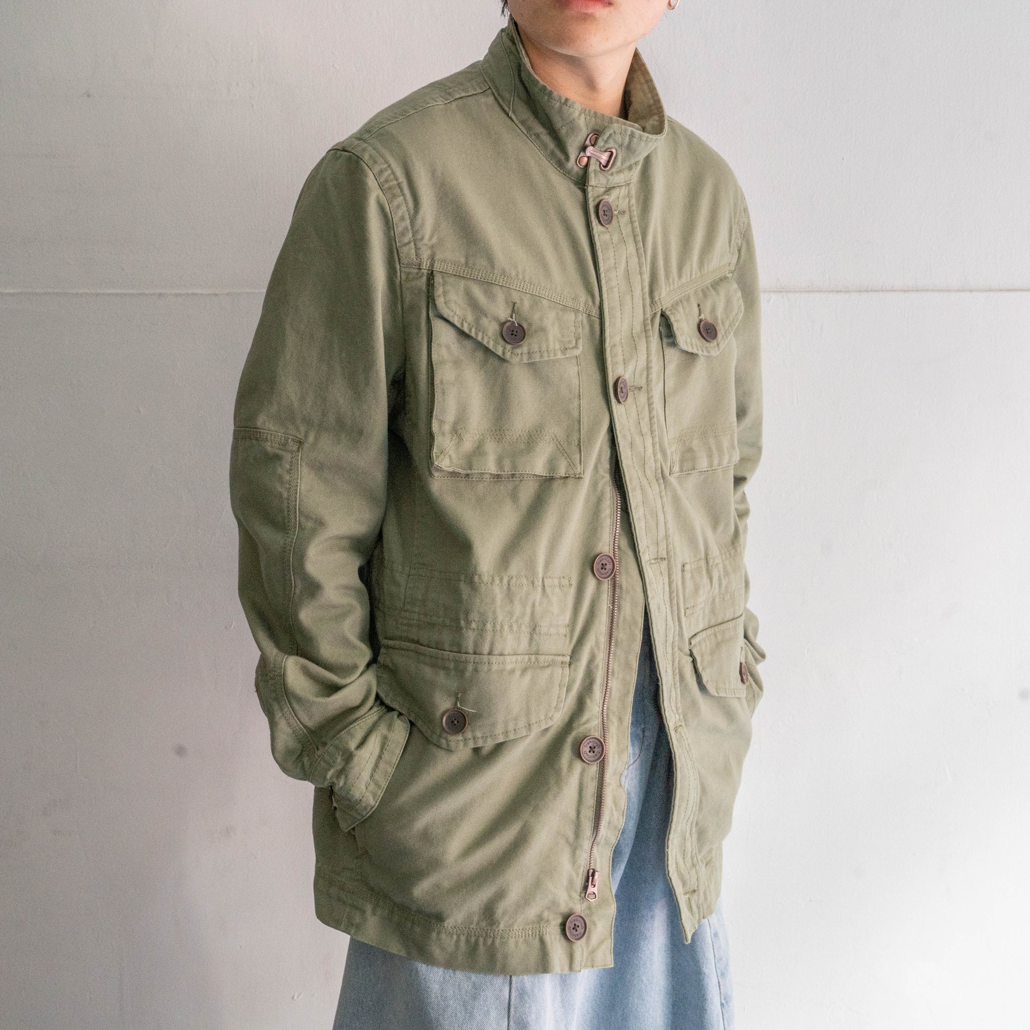 2000s 'Timberland' green 4 pockets stand collar jacket