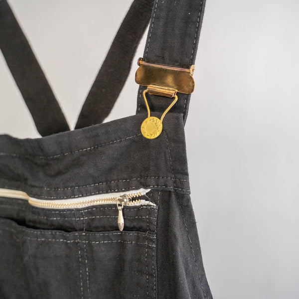 1970-80s Germany HBT work overall 'dead stock' -black dyed- 2