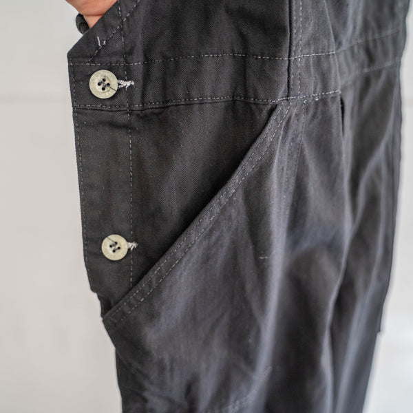 1970-80s Germany HBT work overall 'dead stock' -black dyed- 2