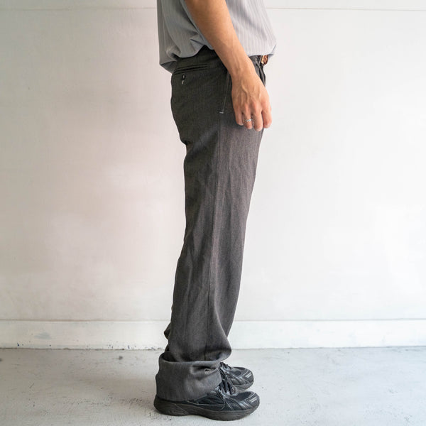 2000s Italian military one tuck gray slacks -black dyed-