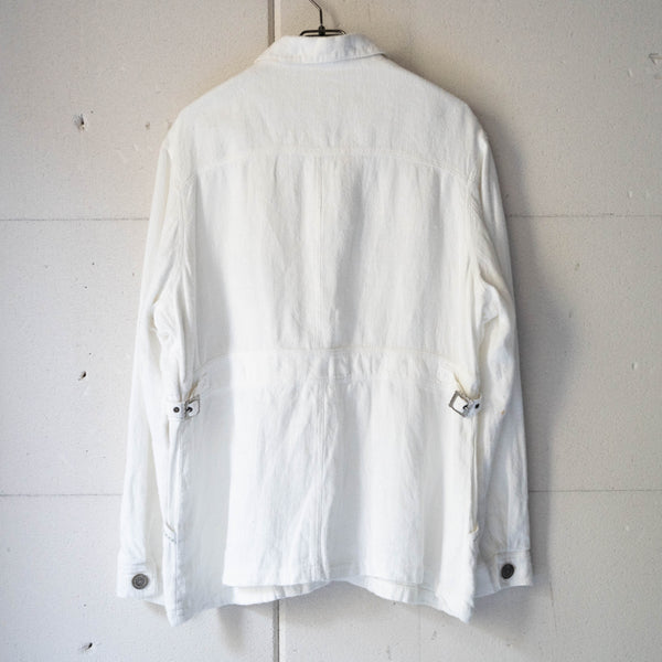 around 1980s off white color linen jacket -with side adjuster-