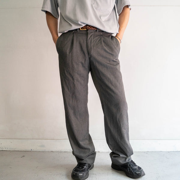 2000s Italian military one tuck gray slacks -black dyed-