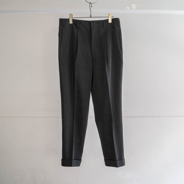 1960-70s Japan vintage black wool two tuck dress slacks