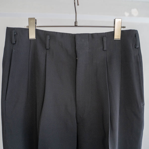 1960-70s Japan vintage black wool two tuck dress slacks