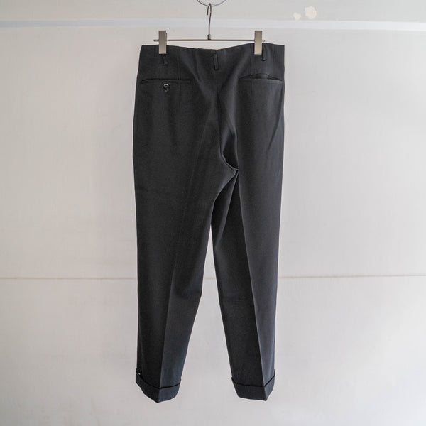 1960-70s Japan vintage black wool two tuck dress slacks