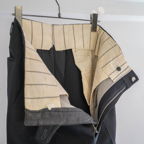 1960-70s Japan vintage black wool two tuck dress slacks