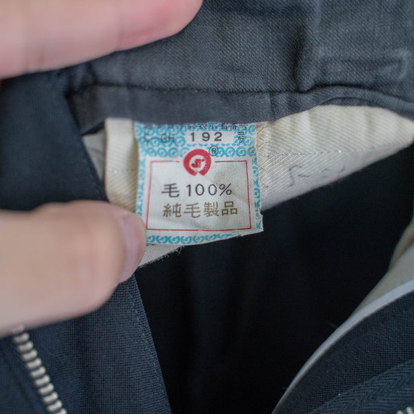 1960-70s Japan vintage black wool two tuck dress slacks