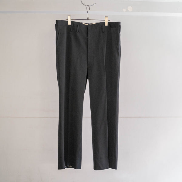 1960-70s Japan vintage black wool no tuck wide dress slacks
