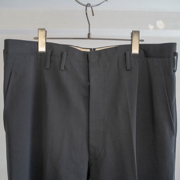 1960-70s Japan vintage black wool no tuck wide dress slacks