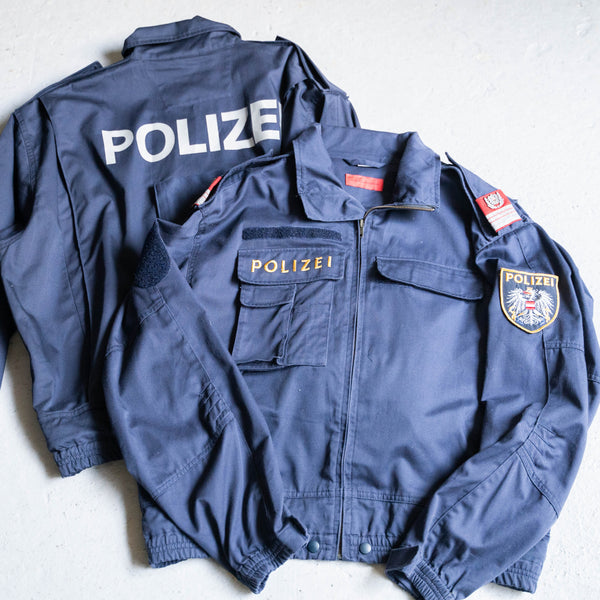 2000s Germany police navy color short jacket -with patch-