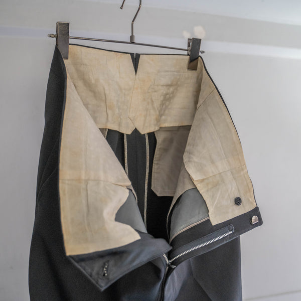 1960-70s Japan vintage black wool no tuck wide dress slacks