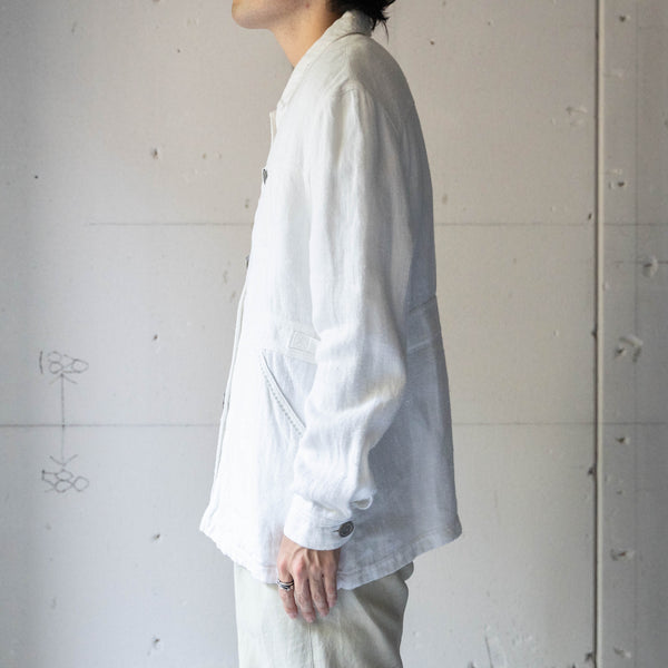 around 1980s off white color linen jacket -with side adjuster-