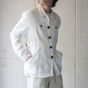 around 1980s off white color linen jacket -with side adjuster-