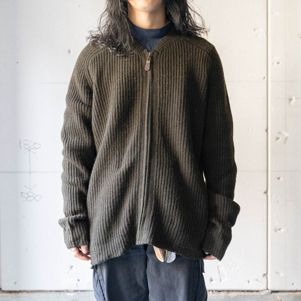 around 1990s 'ORVIS' moss green color zip up knit cardigan