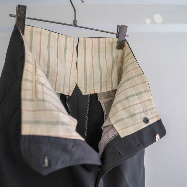 1960-70s Japan vintage black wool two tuck dress slacks -with coin pocket-