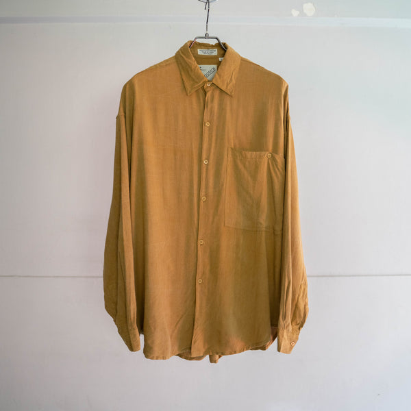 1990s GOOUCH brown rayon 100 l/s shirt