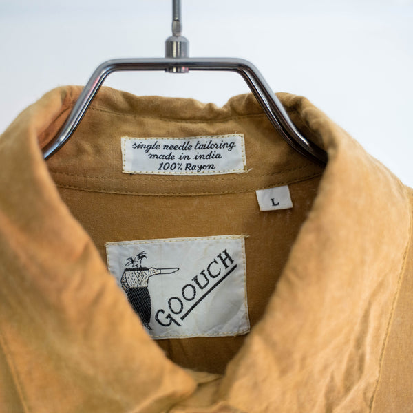 1990s GOOUCH brown rayon 100 l/s shirt