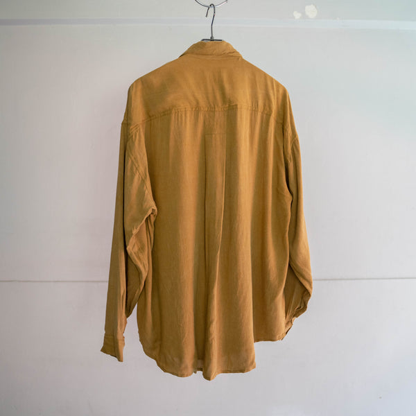 1990s GOOUCH brown rayon 100 l/s shirt