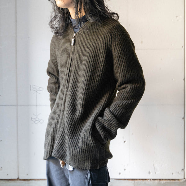 around 1990s 'ORVIS' moss green color zip up knit cardigan