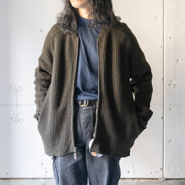 around 1990s 'ORVIS' moss green color zip up knit cardigan