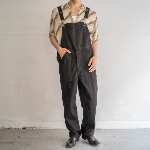 1970-80s Germany HBT work overall 'dead stock' -black dyed- 1