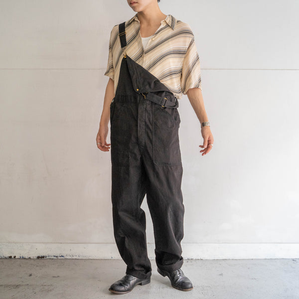 1970-80s Germany HBT work overall 'dead stock' -black dyed- 1