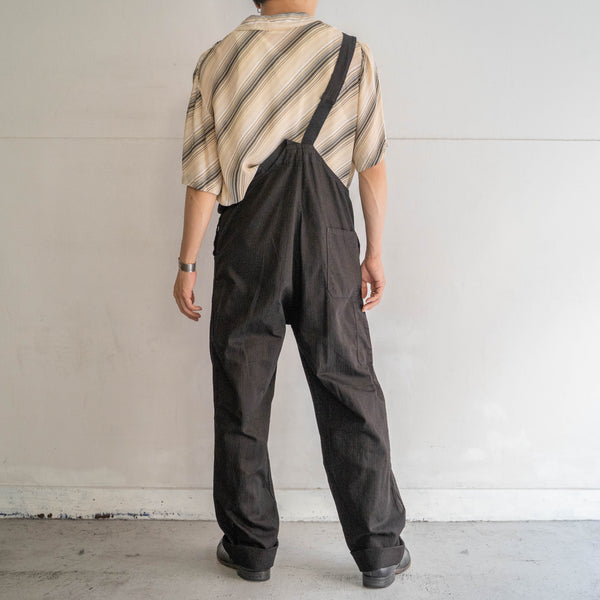 1970-80s Germany HBT work overall 'dead stock' -black dyed- 1