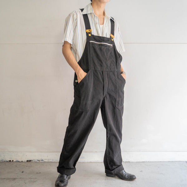 1970-80s Germany HBT work overall 'dead stock' -black dyed- 2