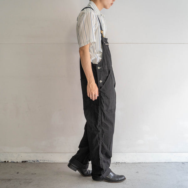 1970-80s Germany HBT work overall 'dead stock' -black dyed- 2