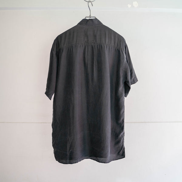 1990s Black silk 100 s/s shirt